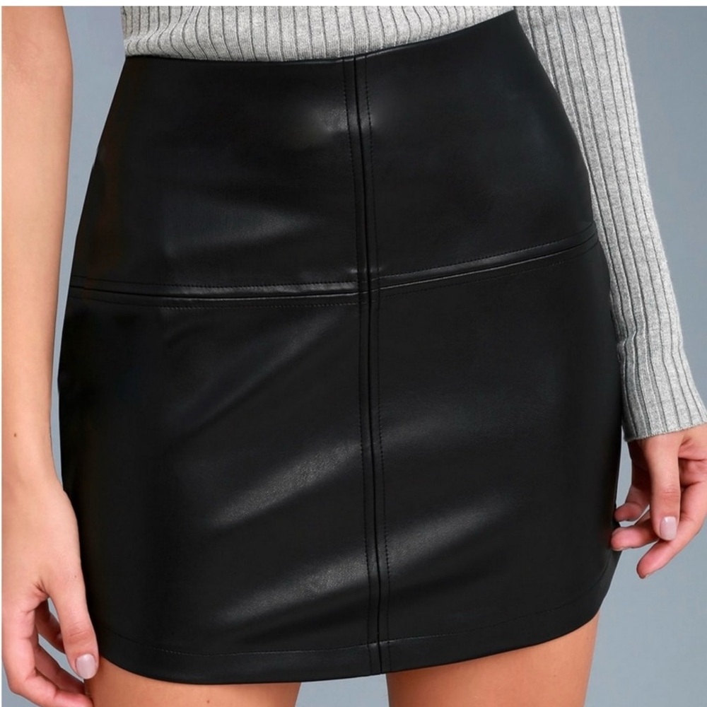 Lulus Elegant Black Leather Mini Skirt